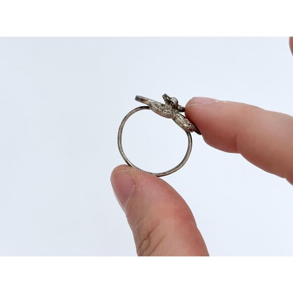 Filigree Floral Handmade Petaled Highly Detailed Silver Toned Vintage Ring - Picture 6 of 10